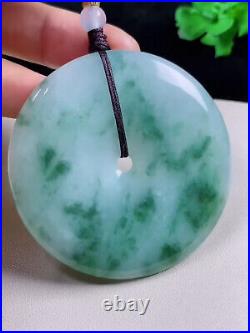 Large Antique Chinese Bi Vintage Icy Green Jadeite Jade Pendant? Grade A? Necklace