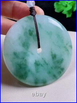 Large Antique Chinese Bi Vintage Icy Green Jadeite Jade Pendant? Grade A? Necklace
