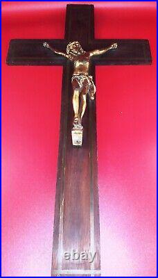 Large Antique Crucifix Jesus Christ Vintage Devotional Cross late 19th Cent. 24