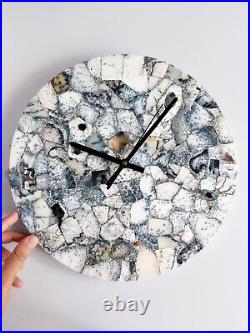 Large Antique Dendrite Agate Semi Precious Gemstone Vintage 13 Wall Clock