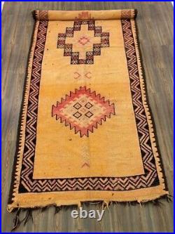 Large Antique Moroccan Handmade Rug 5'3x14'1 ft Berber Abstract Wool Carpet