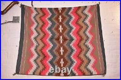 Large Antique Navajo Rug Native American Indian Weaving Eye Dazzler 53x45 VTG