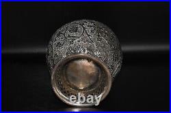 Large Antique Vintage Asian Sterling Silver Jar Dish Early 18TH Century AD 281g