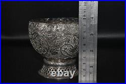 Large Antique Vintage Asian Sterling Silver Jar Dish Early 18TH Century AD 281g