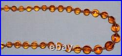 Large Antique Vintage Genuine Graduated Faceted Amber Bead Necklace Knotted 32