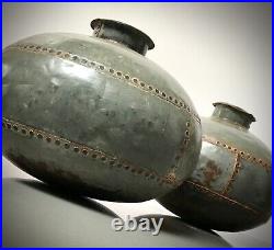Large Antique Vintage Indian Metal Riveted Water Pot Bowl. Lota