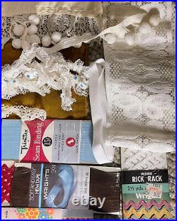 Large Antique Vintage Lace Lot Trim NIP Sewing Materials Rick Rack Braid Offray