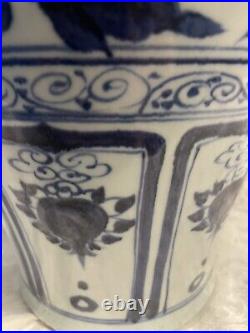 Large Antique asian vintage Blue And White Porcelain vases hand crafted vase