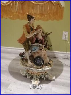 Large Antique/vintage Italian Table Lamp Porcelain Capodimonte Baroque 42 Inches