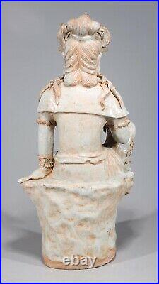 Large Detailed Celadon Chinese Glazed Porcelain Sitting Buddha Deity