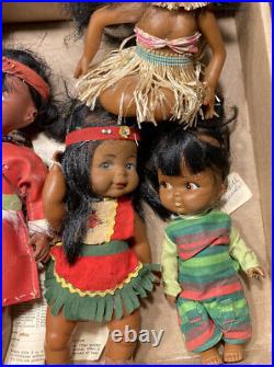 Large Lot Of 12 Vintage Native American Toy Dolls Antique Indian