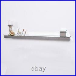 Large Mirrored Floating Wall Shelf Silver Glass Storage Display Home Unit 120cm