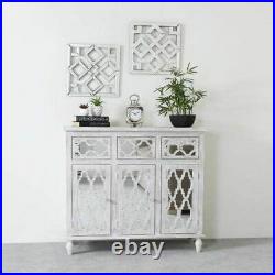 Large Mirrored Sideboard Cabinet Unit Glass Vintage Ash Distressed Home Chic