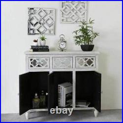 Large Mirrored Sideboard Cabinet Unit Glass Vintage Ash Distressed Home Chic