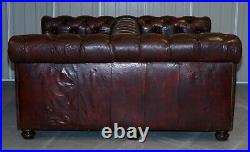 Large Oxblood Vintage Leather Double Sided Chesterfield Tufted Conversation Sofa
