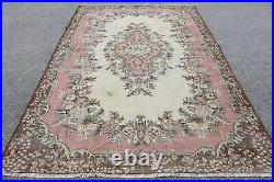 Large Rug, Turkish Rug, Vintage Rug, Antique Carpet, 76x115 inches Brown Carpet