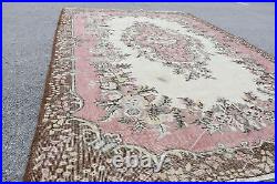 Large Rug, Turkish Rug, Vintage Rug, Antique Carpet, 76x115 inches Brown Carpet