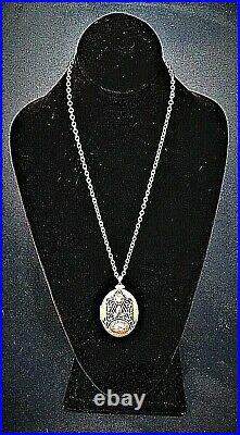 Large Vintage 1920's Jeweled Gold Photo Locket And Chain USA