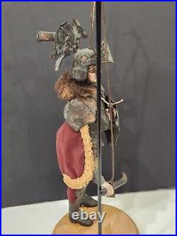 Large Vintage/Antique Sicilian Knight Puppet Marionette on Stand Wood Metal