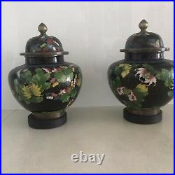 Large Vintage Chinese Antique Cloisonne Jar Pair