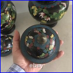 Large Vintage Chinese Antique Cloisonne Jar Pair