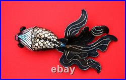 Large Vintage Chinese Antique Style Silver & Enamel Articulated Koi Carp