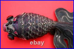Large Vintage Chinese Antique Style Silver & Enamel Articulated Koi Carp