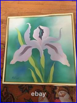 Large Vintage Estate Original Oil Painting For Lilly By Matson
