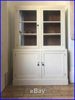 Large Vintage French Painted Linen Display Cupboard Farrow And Ball