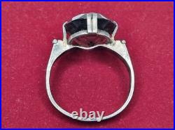 Large Vintage Silver Smokey Quartz Antique Ring