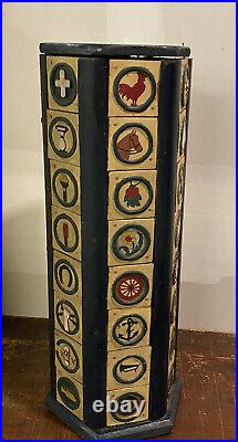 Large Vintage or Antique Carved Painted Wood Folk Art Totem Boy Scouts Patches