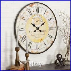 Large Wall Clock Big Vintage Rustic Antique Oversized Distressed Metal 31.5 Diam