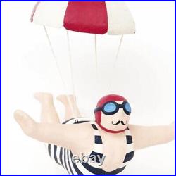 Large Whimsical Bathing Beauty Hanging Sculpture Retro Vintage Mustache Male