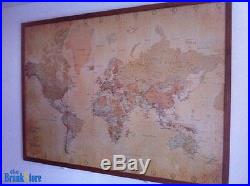 Large World Map Poster Vintage Wall Picture Retro Art Giant School Globe Banner
