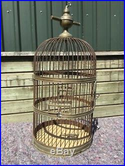 Large antique vintage brass bird cage