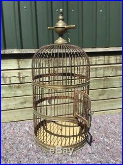 Large antique vintage brass bird cage