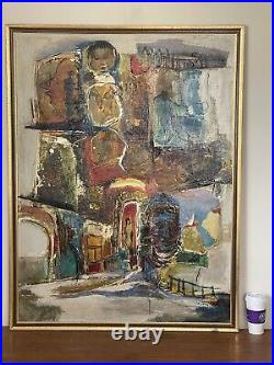 Leon Saulter Antique Modern Abstract Expressionist Oil Painting Old Vintage 1966