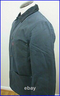 Levi's Men's Sherpa Lined Engineer's Coat Halley Stevensons Waxed Blue Cotton
