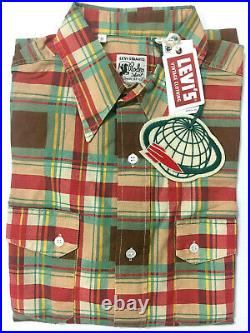 Levi's Vintage Clothing LVC Rodeo Shirt Brown Check Print Levis 100% Cotton