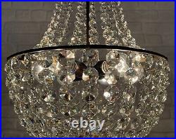 Matching Pair of Antique Vintage Brass & Crystals French Empire LARGE Chandelier