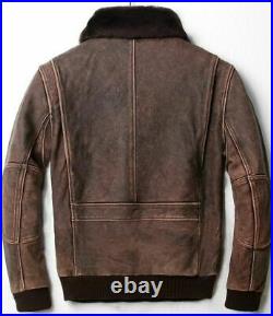 Men's A2 bomber Flight Jacket Distressed Brown Leather Jacket