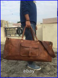 Men's Distressed Leather large vintage duffel travel gym weekend overnight bag