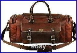 Men's Large 30 Vintage Leather Duffel Brown Weekend Sport Overnight Tarvel Bag
