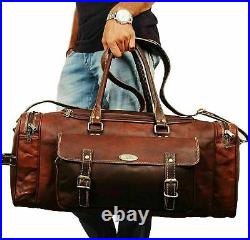 Men's Large 30 Vintage Leather Duffel Brown Weekend Sport Overnight Tarvel Bag