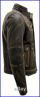 Men's Vintage Black Warm 100% Leather Retro Biker Jacket