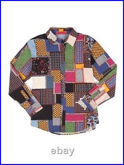 Men's Vintage Patchwork Plaid Button Down Shirt L/52