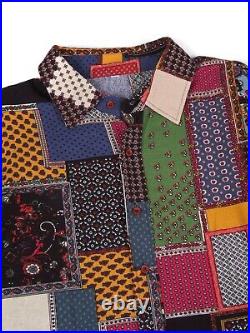 Men's Vintage Patchwork Plaid Button Down Shirt L/52