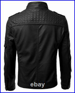 Mens Genuine Leather Jacket Vintage Slim Fit Real Biker Black New Xs-3xl