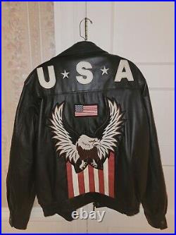 Mens vintage Michael Michelle black leather bomber biker jacket