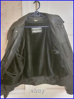 Mens vintage Michael Michelle black leather bomber biker jacket